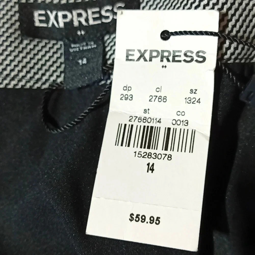 Skirt New Express houndstooth lined pockets zipper hook eye closure back slit 14 - Picture 8 of 9